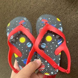 Outer space toddler flip flops